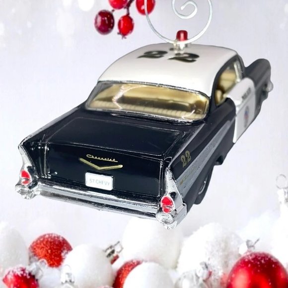 1957 Chevrolet Bel Air Police Cop Car Chevy 5" 1/40 Christmas Tree‎ Ornament - Picture 6 of 7